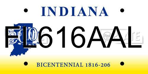 FL616AAL Indiana License Plate