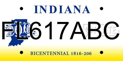 FL617ABC Indiana License Plate
