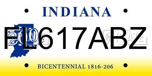 FL617ABZ Indiana License Plate