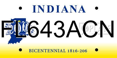 FL643ACN Indiana License Plate