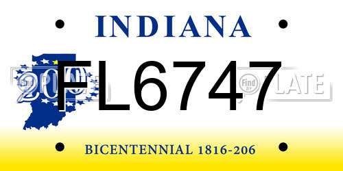 FL6747 Indiana License Plate