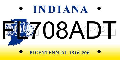 FL708ADT Indiana License Plate