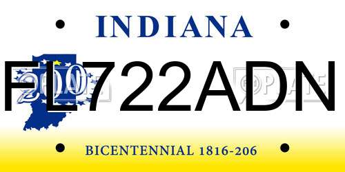 FL722ADN Indiana License Plate