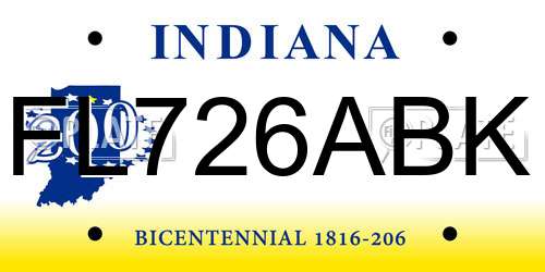 FL726ABK Indiana License Plate