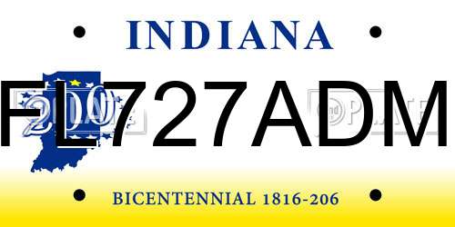 FL727ADM Indiana License Plate