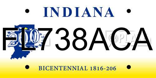 FL738ACA Indiana License Plate