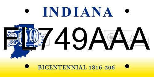 FL749AAA Indiana License Plate