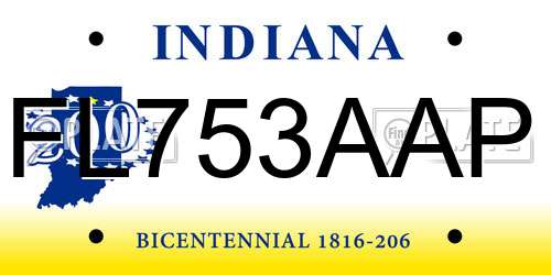 FL753AAP Indiana License Plate