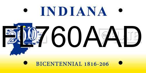 FL760AAD Indiana License Plate