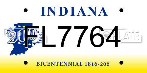 FL7764 Indiana License Plate