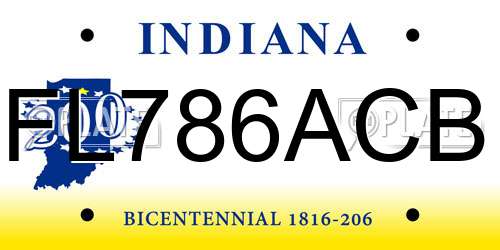 FL786ACB Indiana License Plate