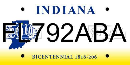 FL792ABA Indiana License Plate