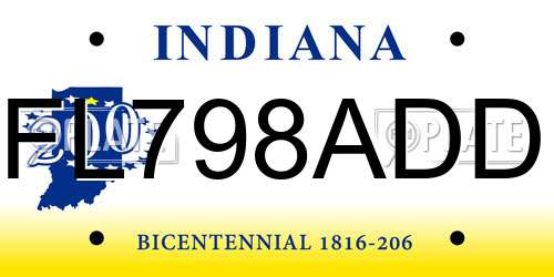 FL798ADD Indiana License Plate