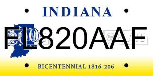 FL820AAF Indiana License Plate