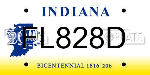 FL828D Indiana License Plate