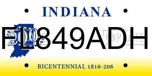 FL849ADH Indiana License Plate