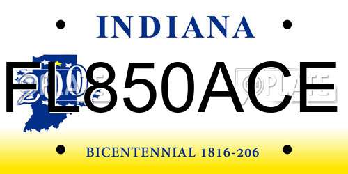 FL850ACE Indiana License Plate