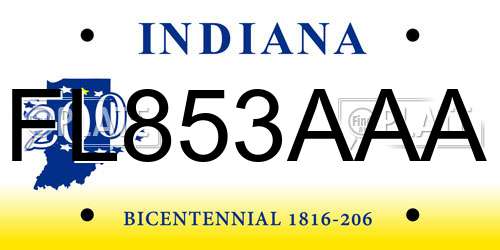 FL853AAA Indiana License Plate
