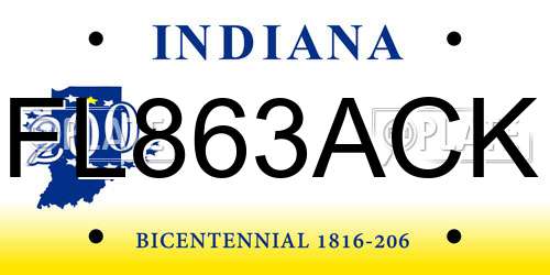 FL863ACK Indiana License Plate