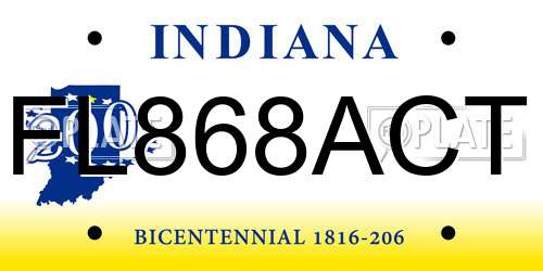 FL868ACT Indiana License Plate