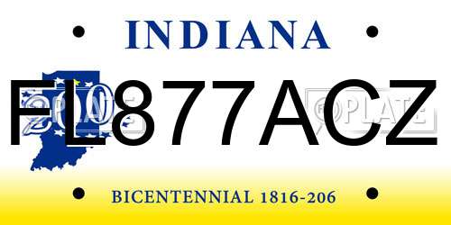 FL877ACZ Indiana License Plate