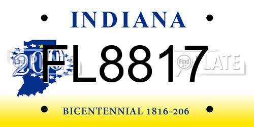 FL8817 Indiana License Plate
