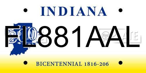 FL881AAL Indiana License Plate