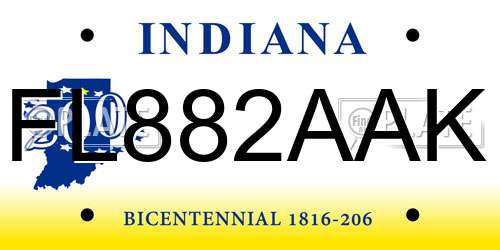 FL882AAK Indiana License Plate