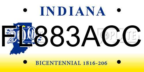 FL883ACC Indiana License Plate
