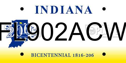 FL902ACW Indiana License Plate