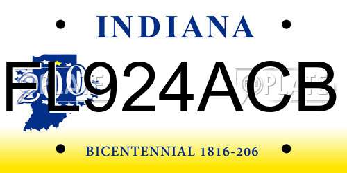 FL924ACB Indiana License Plate