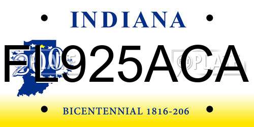 FL925ACA Indiana License Plate