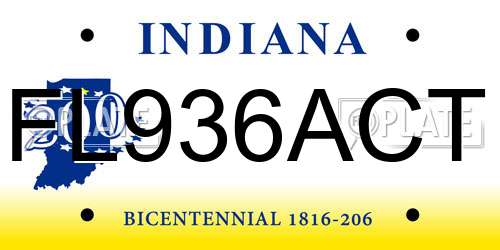 FL936ACT Indiana License Plate