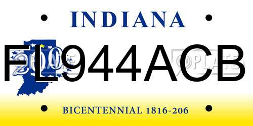 FL944ACB Indiana License Plate
