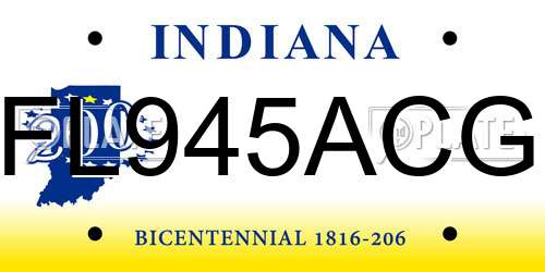 FL945ACG Indiana License Plate