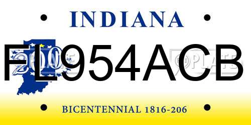 FL954ACB Indiana License Plate