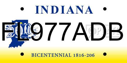 FL977ADB Indiana License Plate