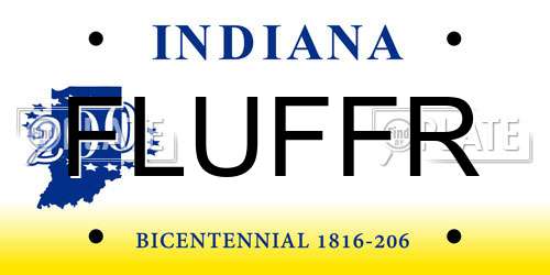 FLUFFR Indiana License Plate