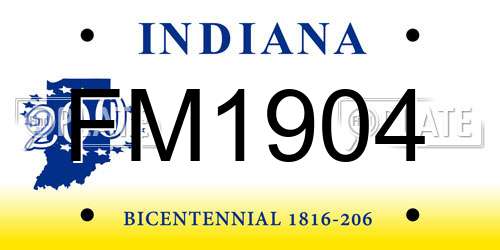FM1904 Indiana License Plate