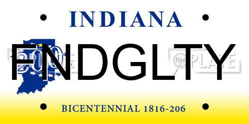 FNDGLTY Indiana License Plate