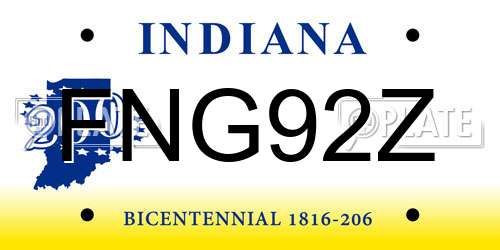 FNG92Z Indiana License Plate