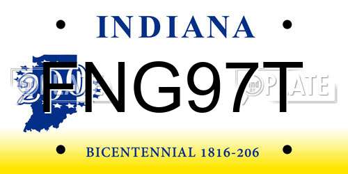 FNG97T Indiana License Plate