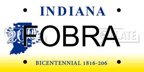 FOBRA Indiana License Plate