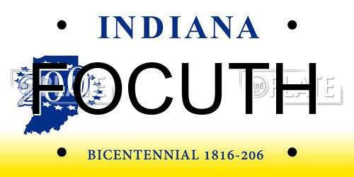 FOCUTH Indiana License Plate