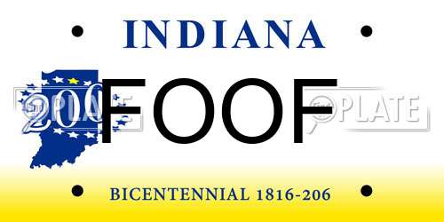 FOOF Indiana License Plate