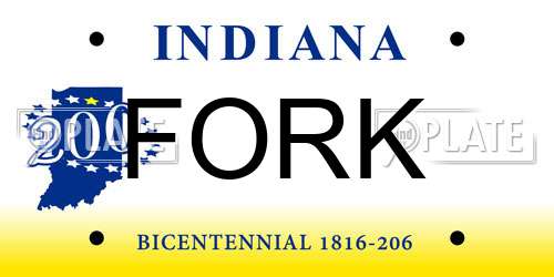FORK Indiana License Plate