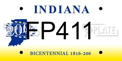FP411 Indiana License Plate
