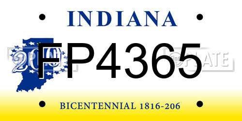 FP4365 Indiana License Plate