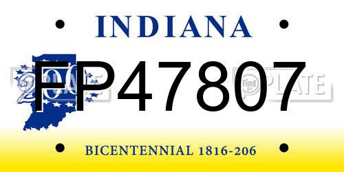FP47807 Indiana License Plate