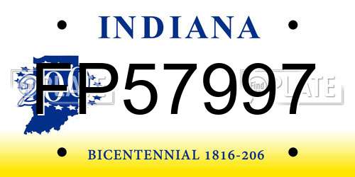 FP57997 Indiana License Plate